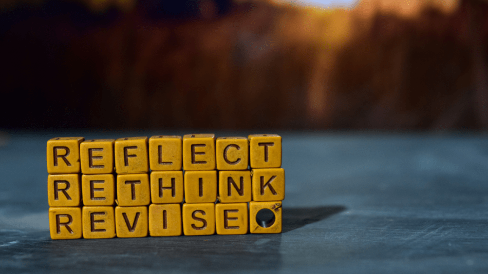 photo says reflect rethink revise in response to the question of what you should do with beta reader feedback